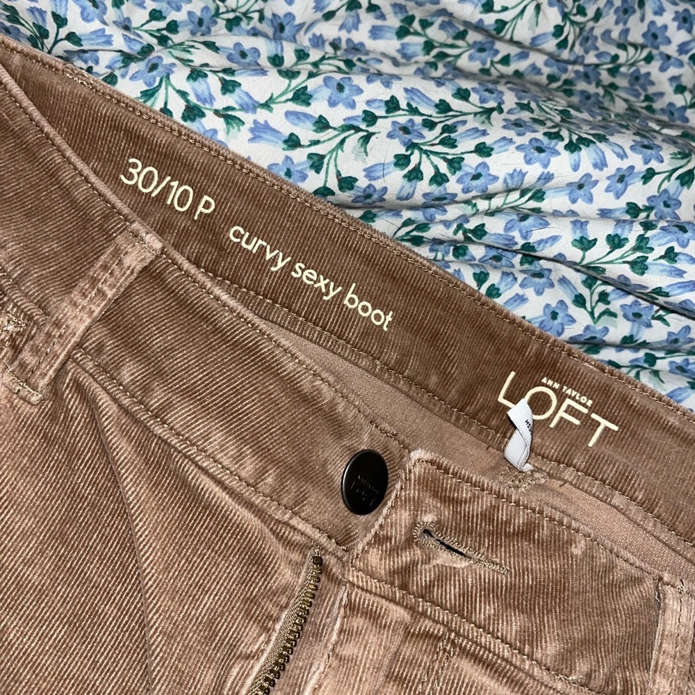 LOFT Tan Corduroy Curvy Boot Pants